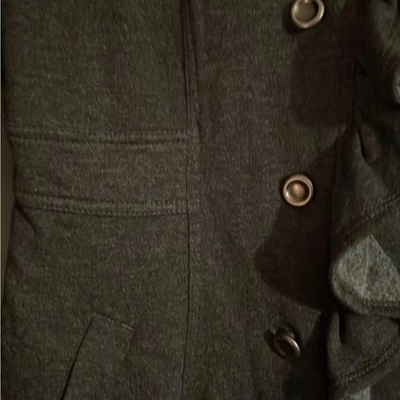 Sere Nade Jacket Blazer Cardigan peacoat size small, dark gray with ruffles - Picture 3 of 10